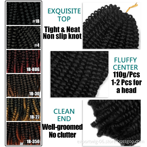 8Inch Spring Twist Hair Crochet Braids Passion Twist Synthetic Pre-Twist Crochet Hair Extensions 30Roots Bomb Twist Hair